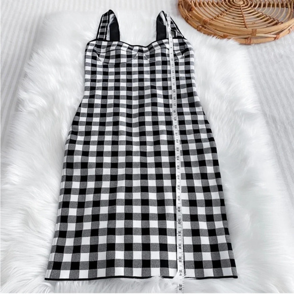 Ronny Kobo Midori Gingham Bodycon Mini Dress White Gray Checker Checked S - Picture 11 of 12